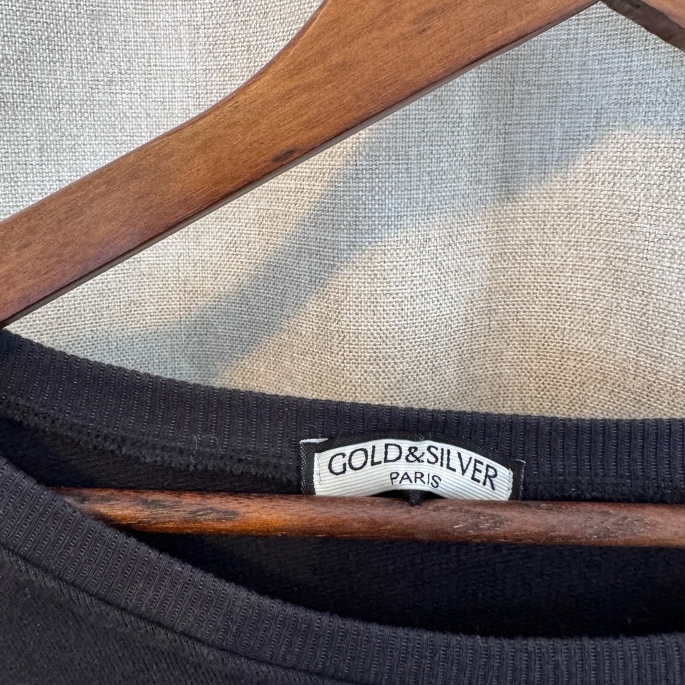 Gold and Silver Woman’s Black Sweatshirt with Colorful Beaded Ruffle Details Med - Picture 5 of 7